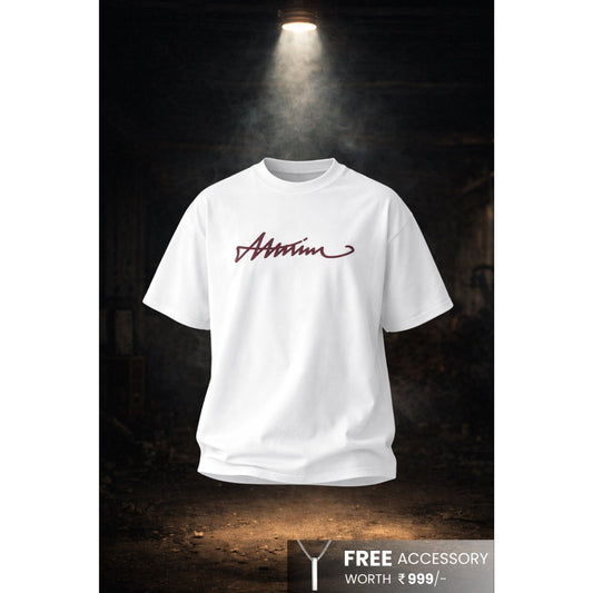 SIGNATURE WAVE Oversized T-Shirt – White - THE MEN THING