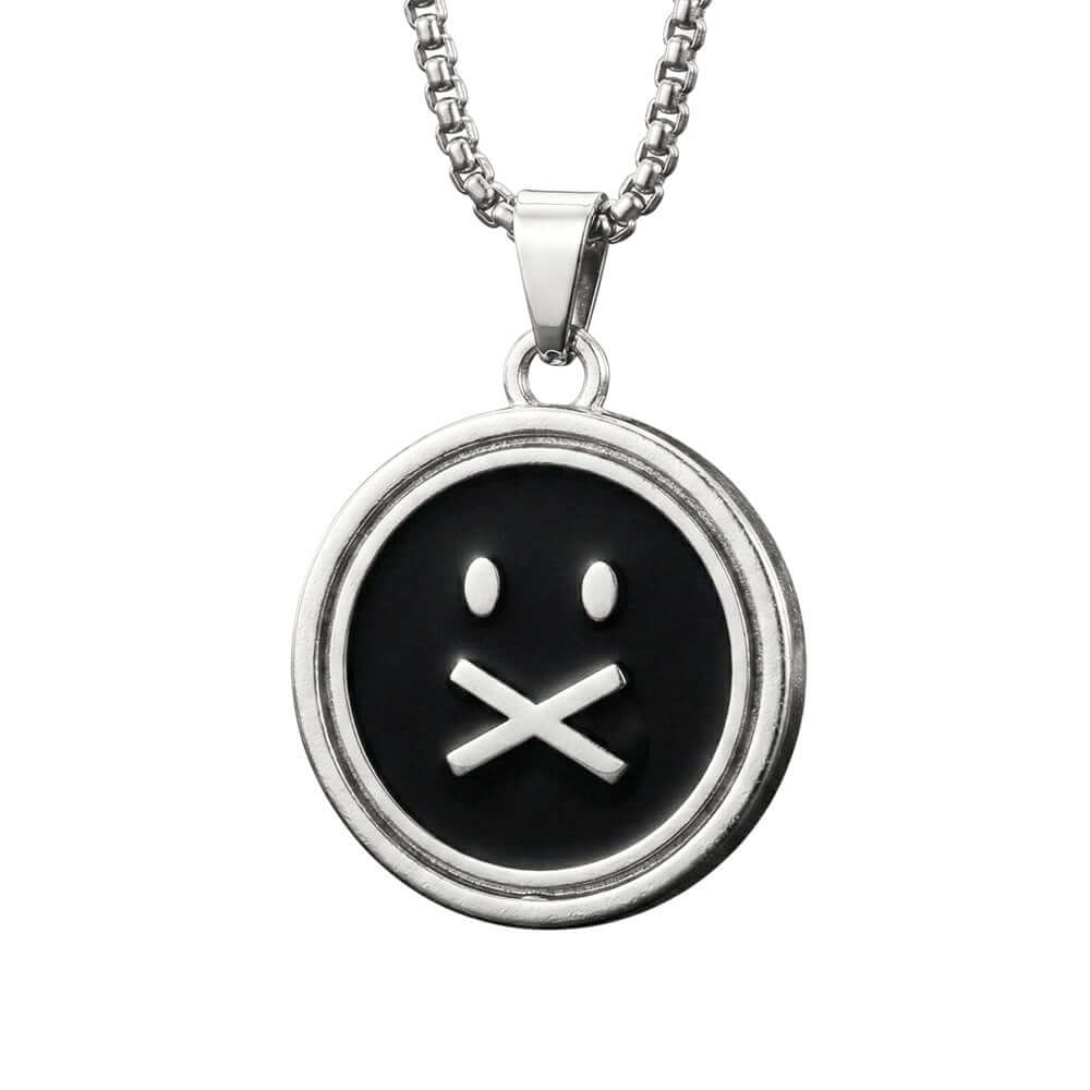SILENT ECHO - 27mm Pure Titanium Steel Pendant with 28inch Round Box 4mm Chain for Men & Boys - THE MEN THING