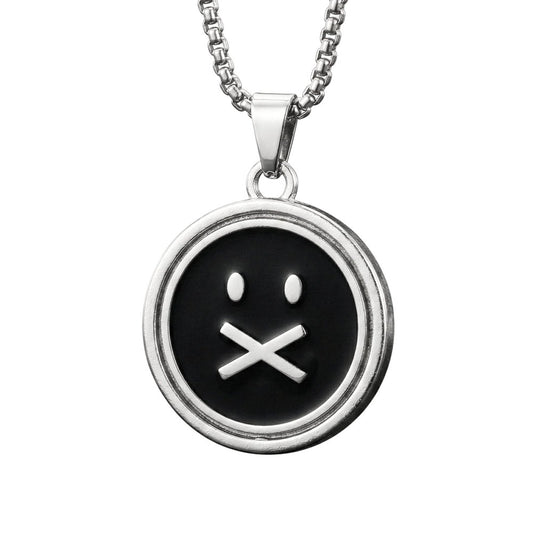 SILENT ECHO - 27mm Pure Titanium Steel Pendant with 28inch Round Box 4mm Chain for Men & Boys - THE MEN THING