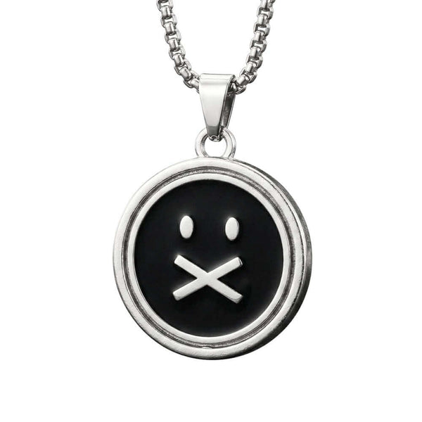 SILENT ECHO - 27mm Pure Titanium Steel Pendant with 28inch Round Box 4mm Chain for Men & Boys