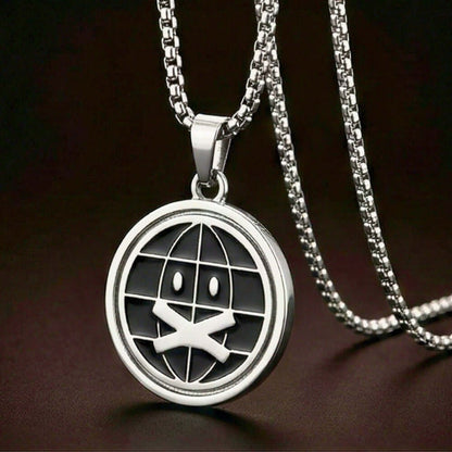 SILENT ECHO - 27mm Pure Titanium Steel Pendant with 28inch Round Box 4mm Chain for Men & Boys - THE MEN THING