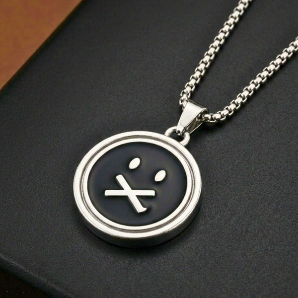 SILENT ECHO - 27mm Pure Titanium Steel Pendant with 28inch Round Box 4mm Chain for Men & Boys
