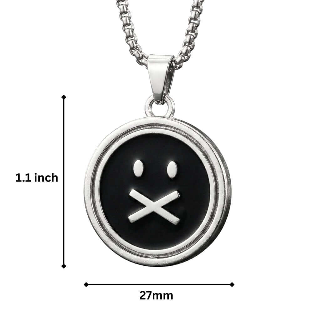 SILENT ECHO - 27mm Pure Titanium Steel Pendant with 28inch Round Box 4mm Chain for Men & Boys - THE MEN THING