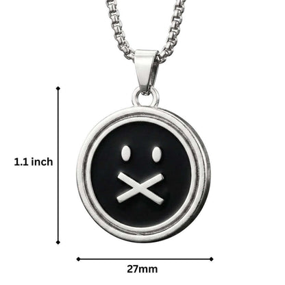 SILENT ECHO - 27mm Pure Titanium Steel Pendant with 28inch Round Box 4mm Chain for Men & Boys - THE MEN THING