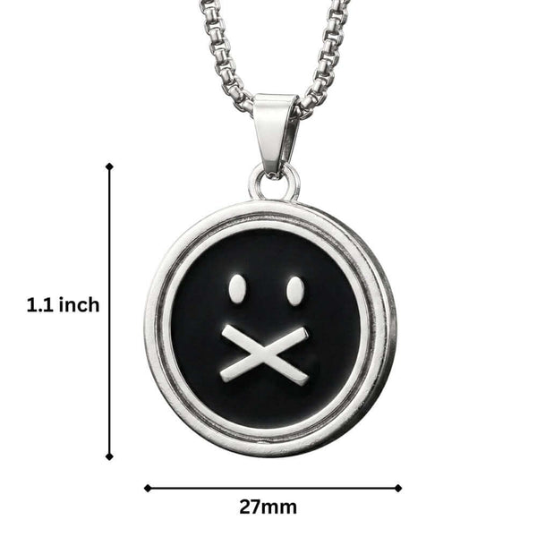SILENT ECHO - 27mm Pure Titanium Steel Pendant with 28inch Round Box 4mm Chain for Men & Boys