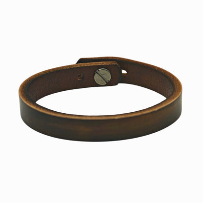 SILENT ROGUE STRAP - Dark Brown 12mm Genuine Leather Bracelet with Stainless Steel  Stud button Closure for Men & Boys (8 inch) - THE MEN THING