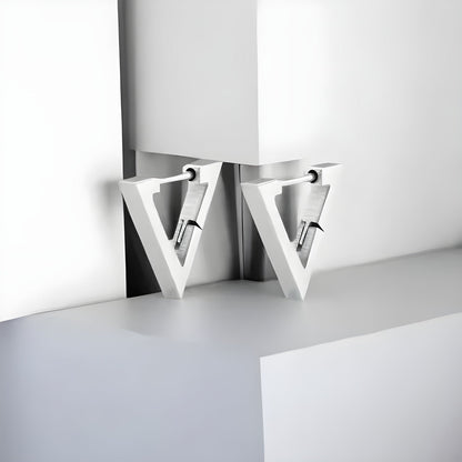 SILVER ATLAS - Pure Titanium Steel Hoop Earrings for Men & Boys (2pcs) - THE MEN THING