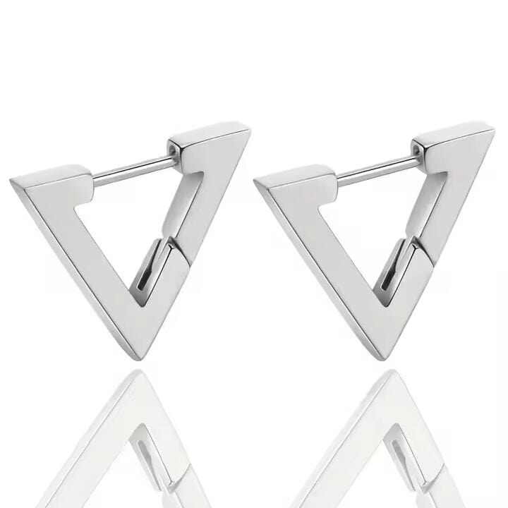 SILVER ATLAS - Pure Titanium Steel Hoop Earrings for Men & Boys (2pcs) - THE MEN THING