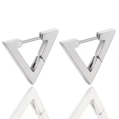 SILVER ATLAS - Pure Titanium Steel Hoop Earrings for Men & Boys (2pcs) - THE MEN THING