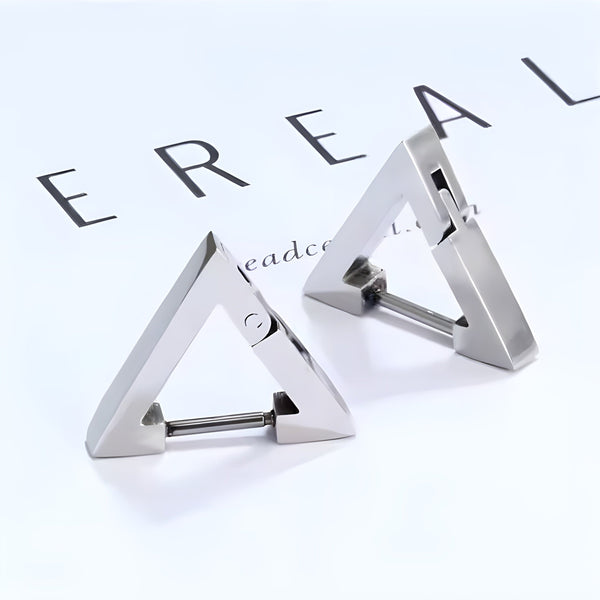 SILVER ATLAS - Pure Titanium Steel Hoop Earrings for Men & Boys (2pcs)