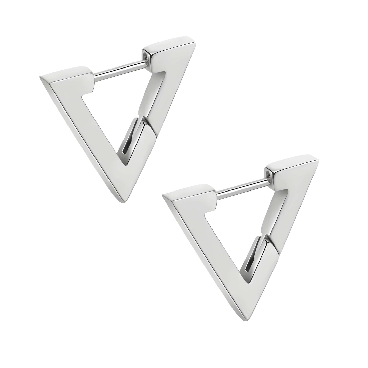 SILVER ATLAS - Pure Titanium Steel Hoop Earrings for Men & Boys (2pcs) - THE MEN THING