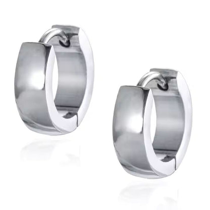 SILVER COBALT CREST - 5mm and 7mm Titanium Steel Hoop Earrings for Men & Boys (2 Pcs) - THE MEN THING