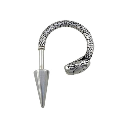 SILVER COBRA SPIRAL - 6mm Pure Titanium Steel Hoop Earrings for Men & Boys (2pcs) - THE MEN THING