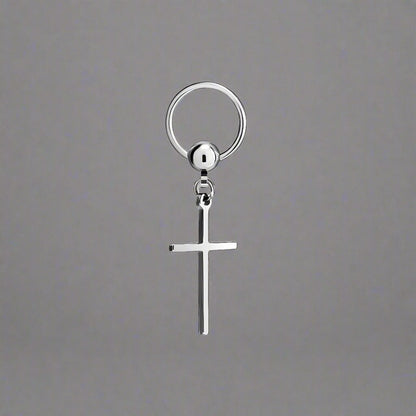 SILVER CRUX NOIR - Pure Titanium Steel Hoop Earrings for Men & Boys (2pcs) - THE MEN THING