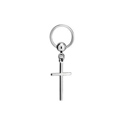 SILVER CRUX NOIR - Pure Titanium Steel Hoop Earrings for Men & Boys (2pcs) - THE MEN THING