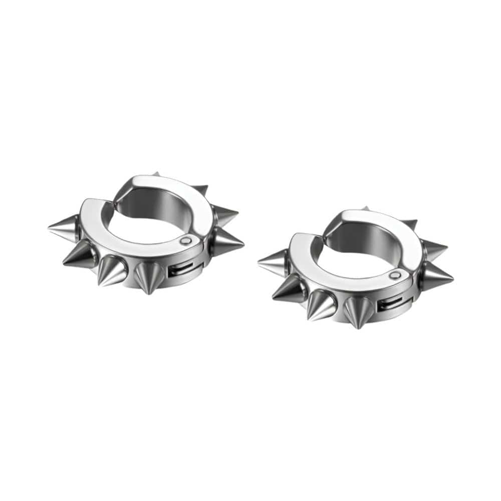 SILVER DAGGERLOOP - 5mm Titanium Steel Hoop Earrings for Men & Boys (2 Pcs) - THE MEN THING