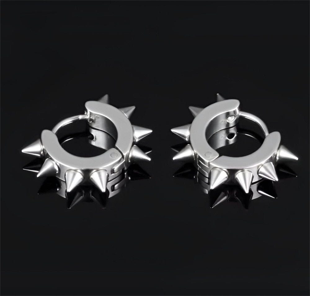 SILVER DAGGERLOOP - 5mm Titanium Steel Hoop Earrings for Men & Boys (2 Pcs) - THE MEN THING