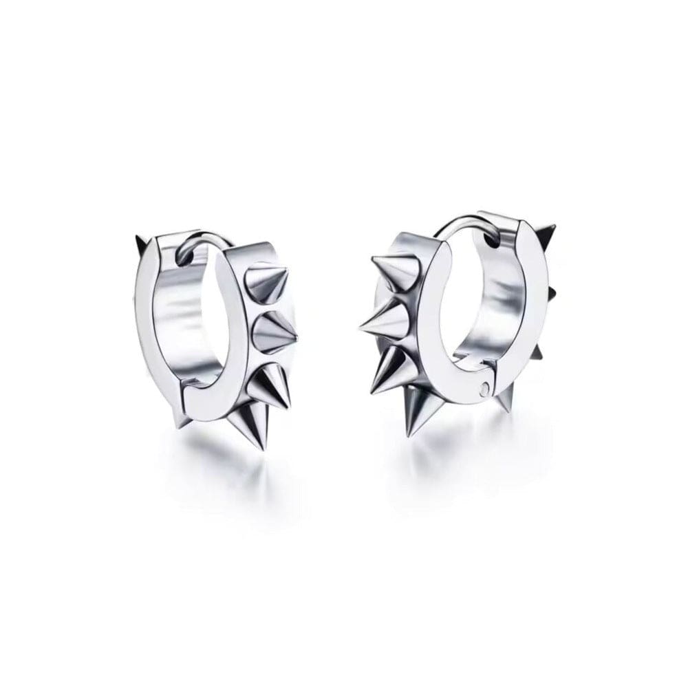 SILVER DAGGERLOOP - 5mm Titanium Steel Hoop Earrings for Men & Boys (2 Pcs) - THE MEN THING