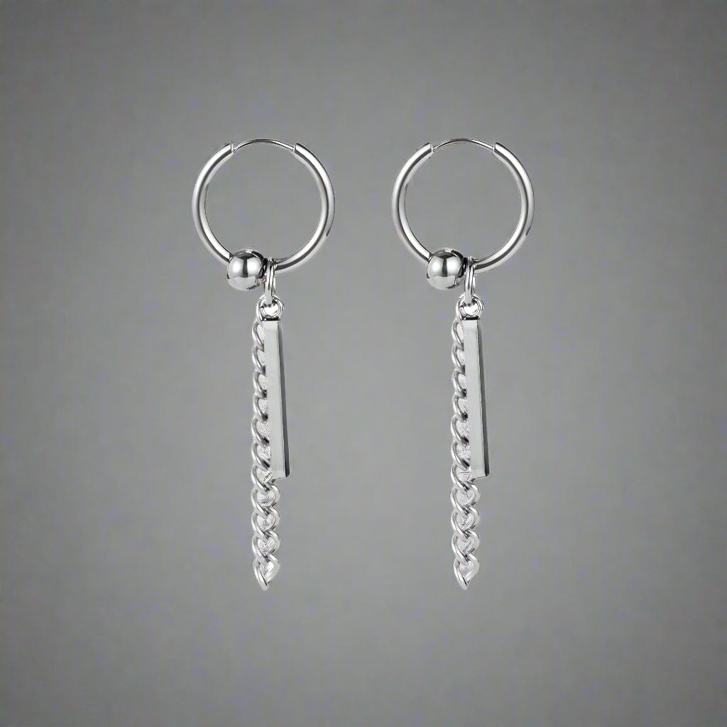 SILVER DROPCORE - 2.5mm Pure Titanium Steel Hoop Earrings for Men & Boys (2pcs) - THE MEN THING