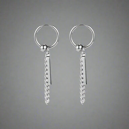 SILVER DROPCORE - 2.5mm Pure Titanium Steel Hoop Earrings for Men & Boys (2pcs) - THE MEN THING