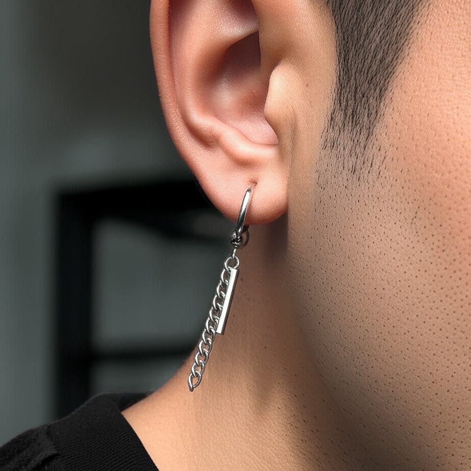 SILVER DROPCORE - 2.5mm Pure Titanium Steel Hoop Earrings for Men & Boys (2pcs) - THE MEN THING