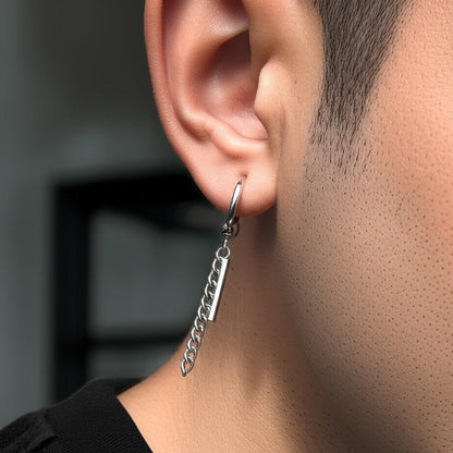 SILVER DROPCORE - 2.5mm Pure Titanium Steel Hoop Earrings for Men & Boys (2pcs) - THE MEN THING
