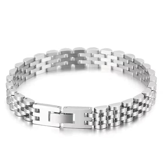 SILVER GRID BRACELET - 8mm Pure Silver Titanium Stainless Steel Bracelet, Silver Chain Bracelet for Men & Boy (8inch) - THE MEN THING