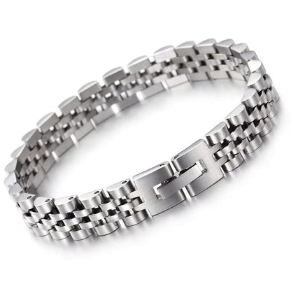 SILVER GRID BRACELET - 8mm Pure Silver Titanium Stainless Steel Bracelet, Silver Chain Bracelet for Men & Boy (8inch) - THE MEN THING