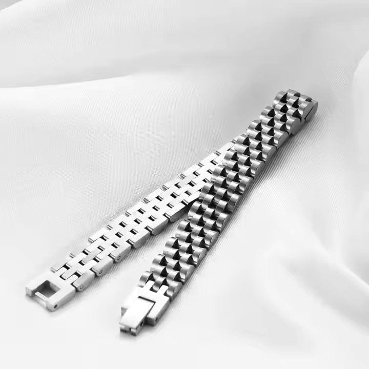 SILVER GRID BRACELET - 8mm Pure Silver Titanium Stainless Steel Bracelet, Silver Chain Bracelet for Men & Boy (8inch) - THE MEN THING