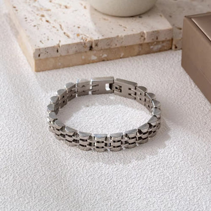 SILVER GRID BRACELET - 8mm Pure Silver Titanium Stainless Steel Bracelet, Silver Chain Bracelet for Men & Boy (8inch) - THE MEN THING