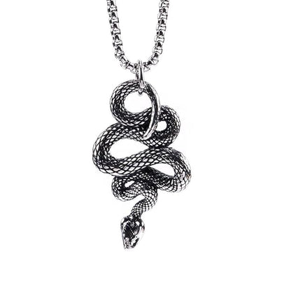 SILVER GUARDIAN SNAKE - Pure Titanium Steel Pendant with 24inch Round Box Chain for Men & Boys — SS Pendant/ Necklace for Men | THE MEN THING