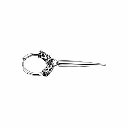 SILVER LOKI’S FANG - 14mm Pure Titanium Steel Hoop Earrings for Men & Boys (2pcs) - THE MEN THING