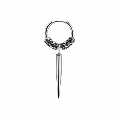 SILVER LOKI’S FANG - 14mm Pure Titanium Steel Hoop Earrings for Men & Boys (2pcs) - THE MEN THING