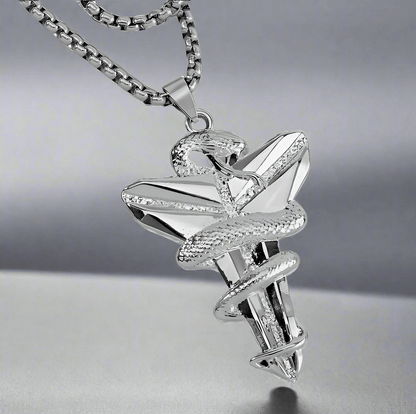 SILVER MAMBA - Alloy Pendant with Pure Stainless Steel 24inch Round Box Chain, European trending Style for Men & Boy — SS Pendant/ Necklace for Men | THE MEN THING