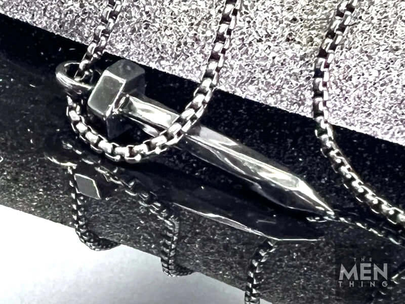 SILVER NAILS -  Alloy Pendant with Pure Stainless Steel 24inch Round Box Chain, European trending Style for Men & Boy - THE MEN THING