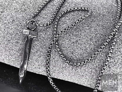 SILVER NAILS -  Alloy Pendant with Pure Stainless Steel 24inch Round Box Chain, European trending Style for Men & Boy - THE MEN THING