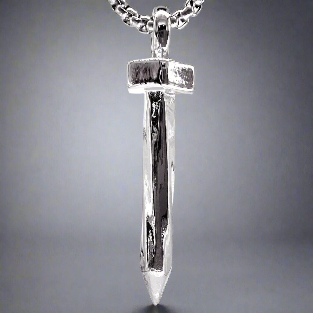SILVER NAILS -  Alloy Pendant with Pure Stainless Steel 24inch Round Box Chain, European trending Style for Men & Boy - THE MEN THING