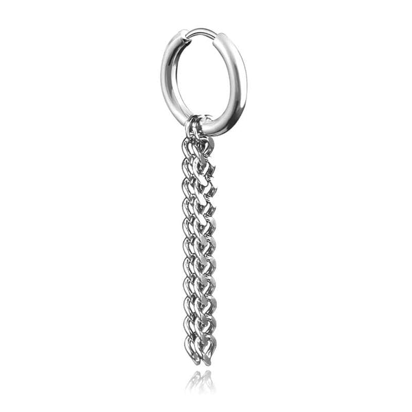 SILVER NOCTURNE LINK - 2mm Titanium Steel Hoop Earrings for Men & Boys (2 Pcs)