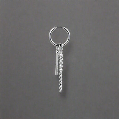 SILVER PRISM DROP - 2.5mm Pure Titanium Steel Hoop Earrings for Men & Boys (2pcs) - THE MEN THING