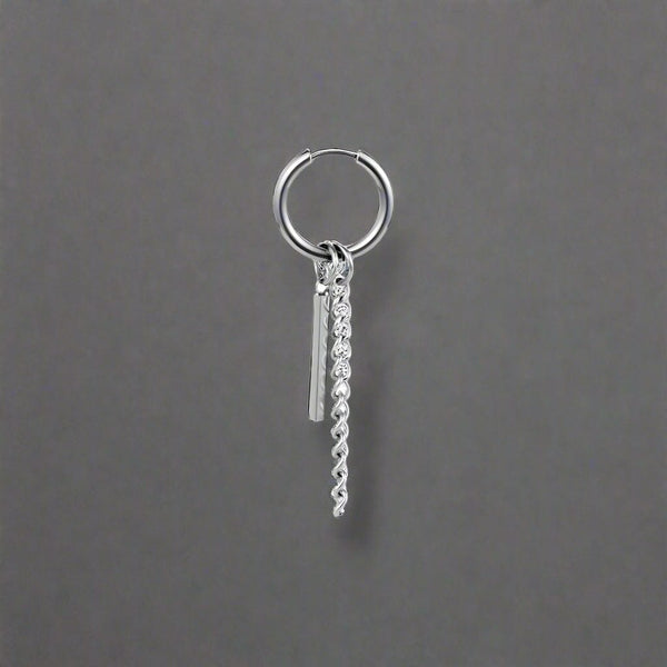 SILVER PRISM DROP - 2.5mm Pure Titanium Steel Hoop Earrings for Men & Boys (2pcs)