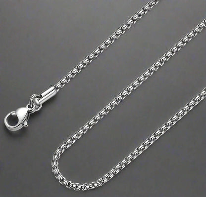 SILVER ROUNDED BOX - 3mm Chain Stainless Steel 18" to 32" inch Necklace for Men & Boy's - THE MEN THING