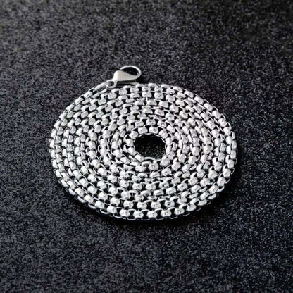 SILVER ROUNDED BOX - 3mm Chain Stainless Steel 18" to 32" inch Necklace for Men & Boy's - THE MEN THING