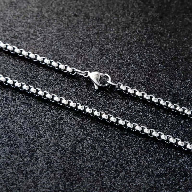 SILVER ROUNDED BOX - 3mm Chain Stainless Steel 18" to 32" inch Necklace for Men & Boy's - THE MEN THING