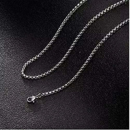 SILVER ROUNDED BOX - 3mm Chain Stainless Steel 18" to 32" inch Necklace for Men & Boy's - THE MEN THING