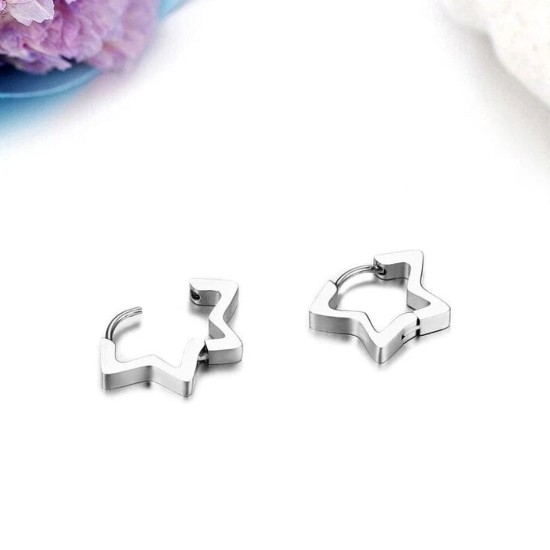 SILVER STARZ - Pure Titanium Steel Hoop Earrings for Men & Boys (2pcs) - THE MEN THING