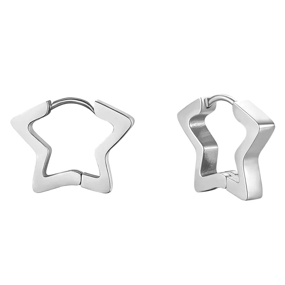 SILVER STARZ - Pure Titanium Steel Hoop Earrings for Men & Boys (2pcs) - THE MEN THING