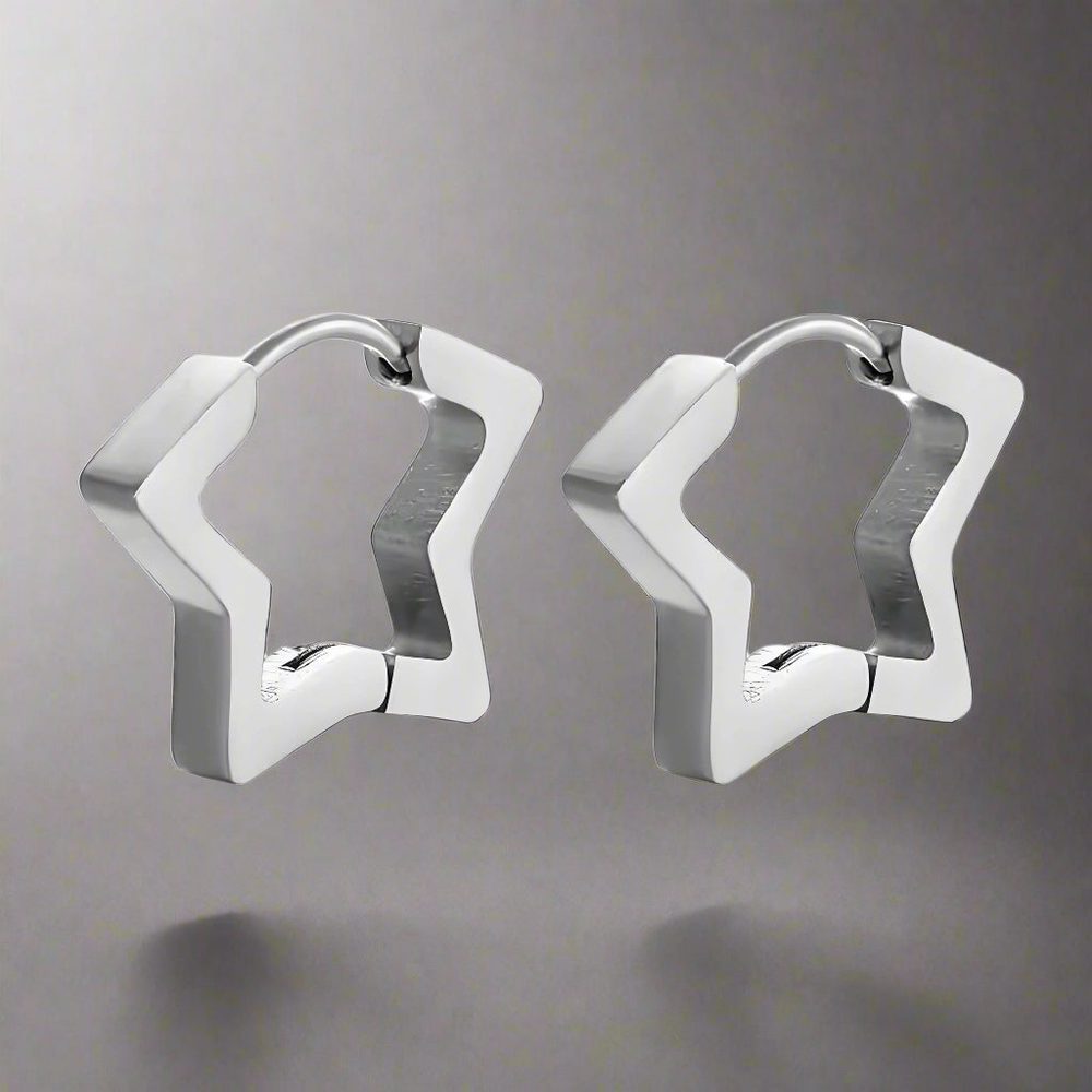 SILVER STARZ - Pure Titanium Steel Hoop Earrings for Men & Boys (2pcs) - THE MEN THING