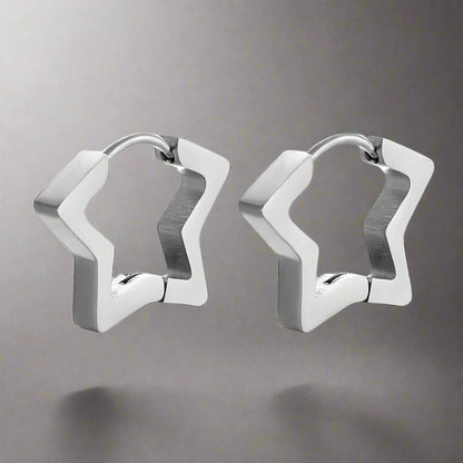 SILVER STARZ - Pure Titanium Steel Hoop Earrings for Men & Boys (2pcs) - THE MEN THING