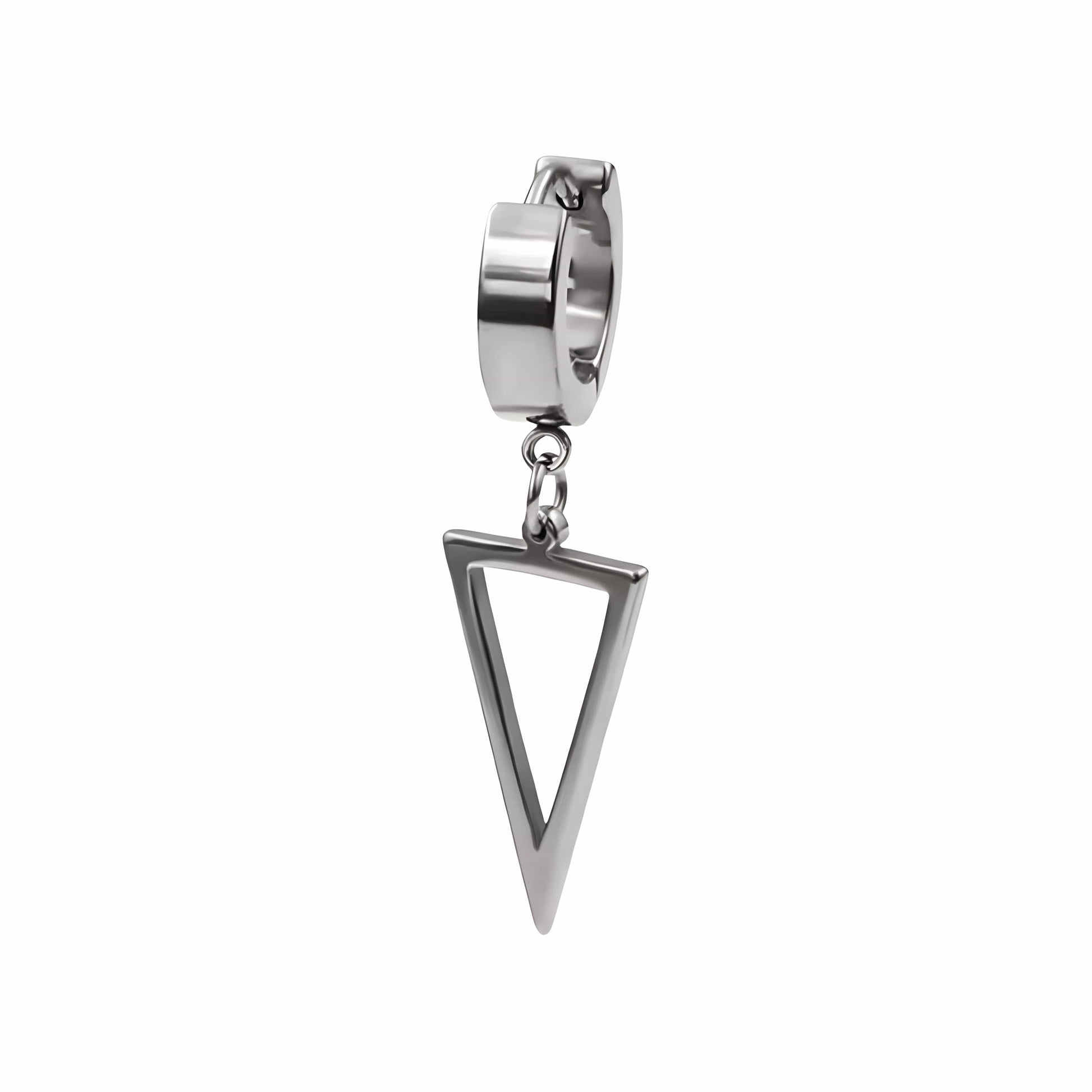 SILVER TRIAD EDGE - 4.9mm Pure Titanium Steel Hoop Earrings for Men & Boys (2pcs) - THE MEN THING