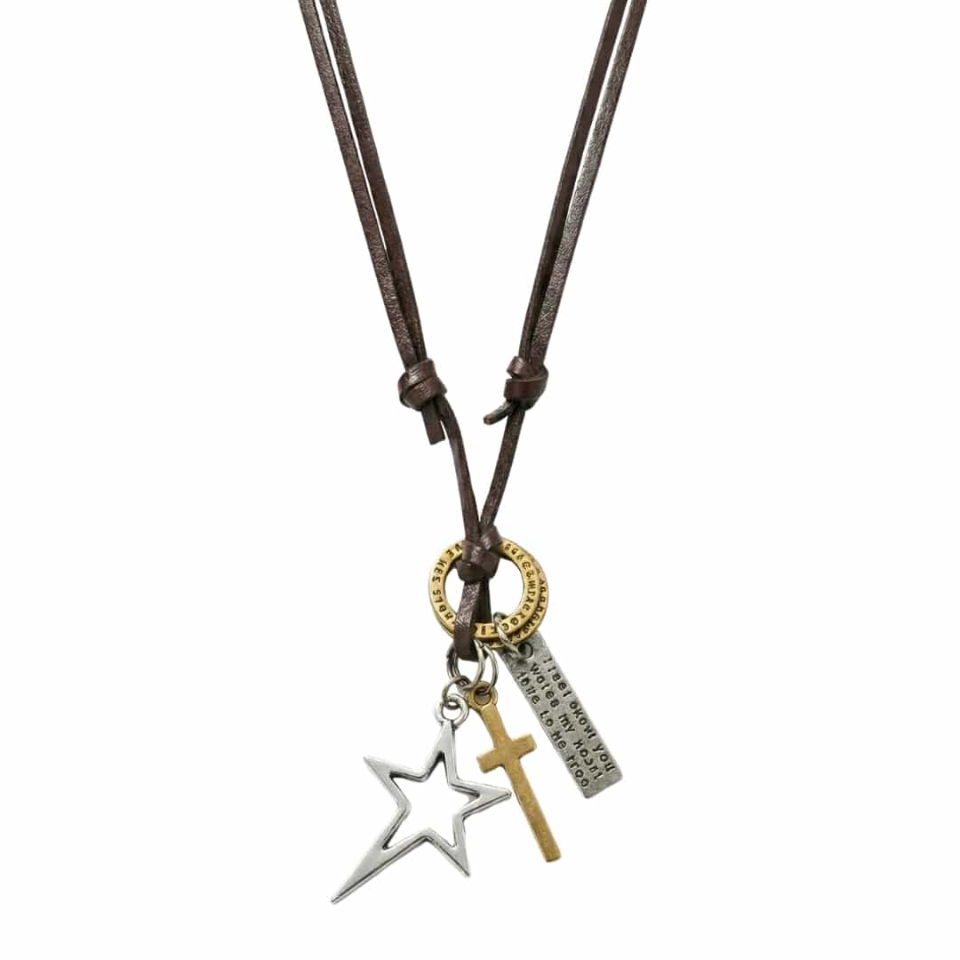 SILVER VOYAGER STAR CROSS – 1.5-Inch Pure Stainless Steel Pendant with  Adjustable Leather Rope for Men & Boys - THE MEN THING